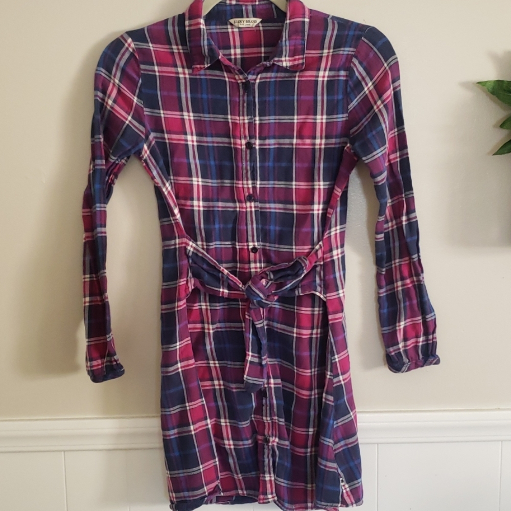 Lucky brand girls flannel dress size xl